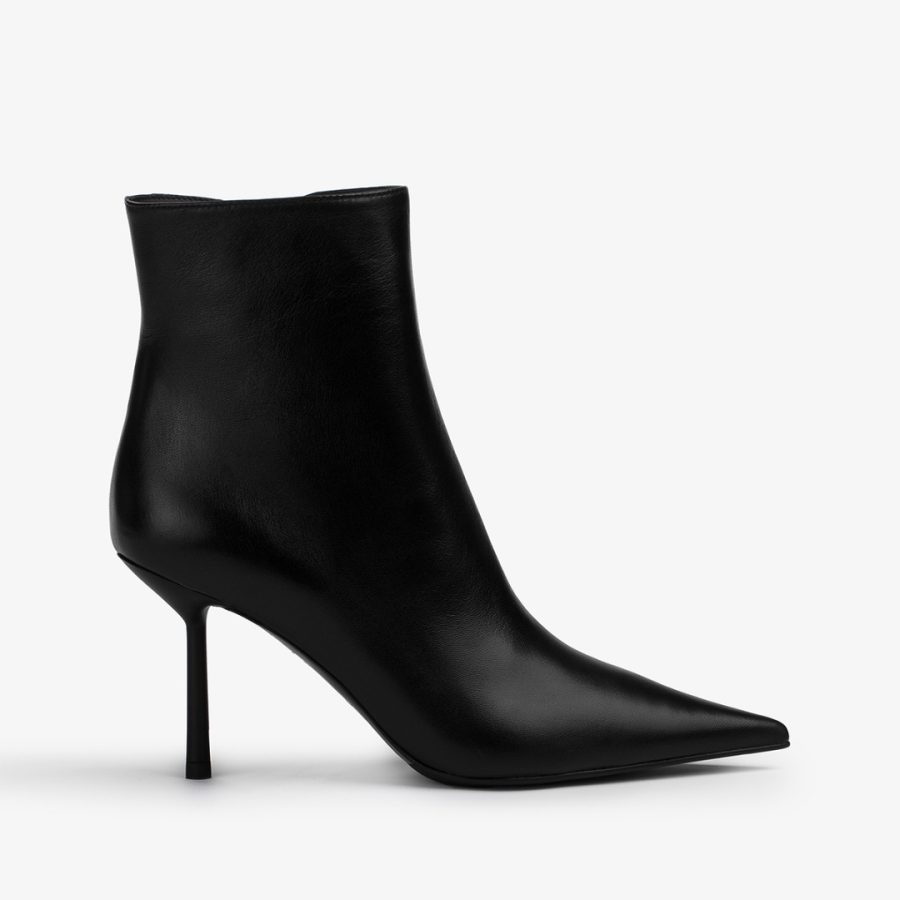 BELLA ANKLE BOOT 80 mm-Black leather ankle boot