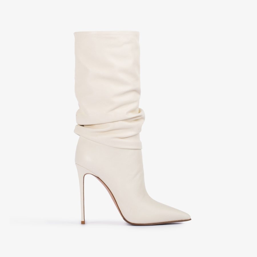 EVA ANKLE BOOT 120 mm-Milk white nappa leather ankle boot