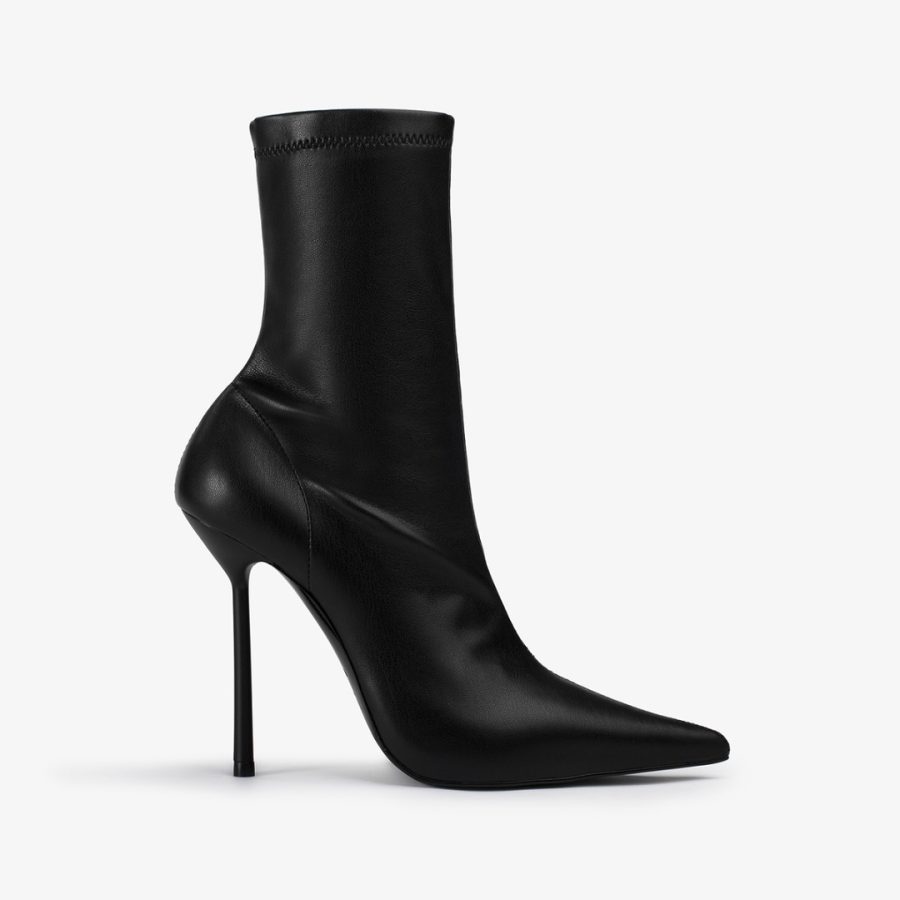 BELLA ANKLE BOOT 120 mm-Black vegan leather ankle boot