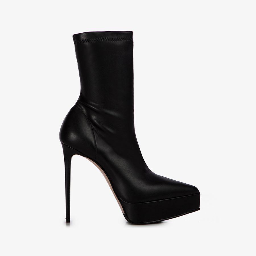 UMA ANKLE BOOT 140 mm-Black vegan leather platform ankle boot