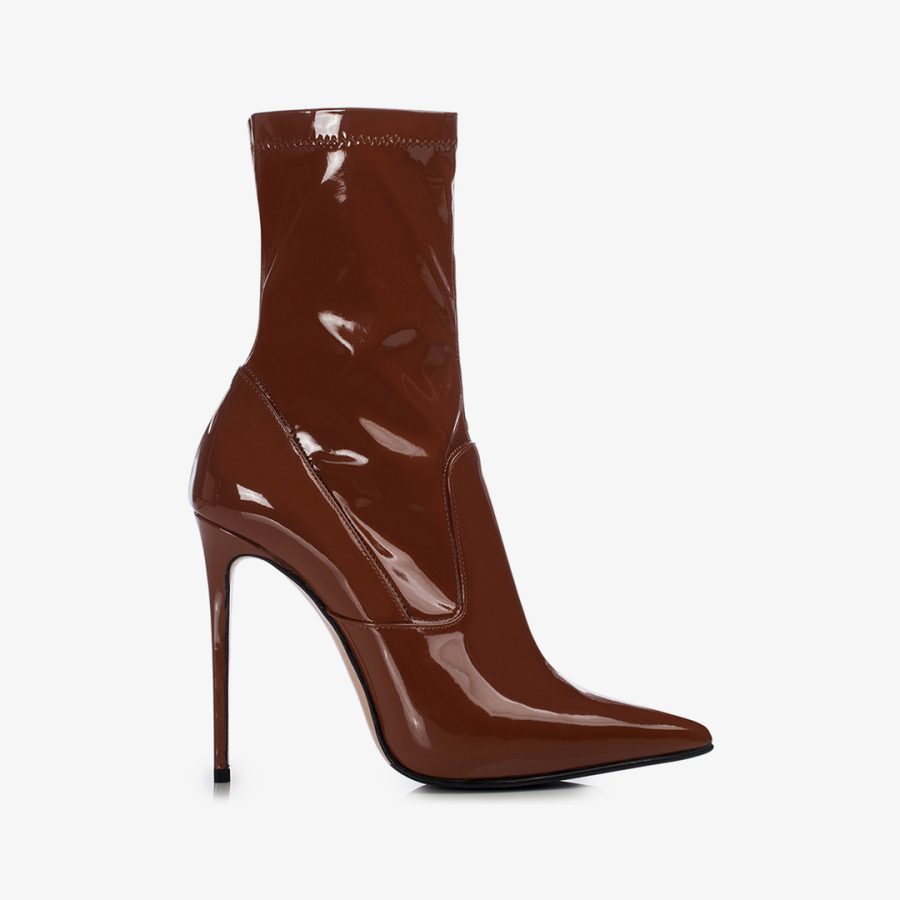 EVA ANKLE BOOT 120 mm-Brick brown vinyl ankle boot