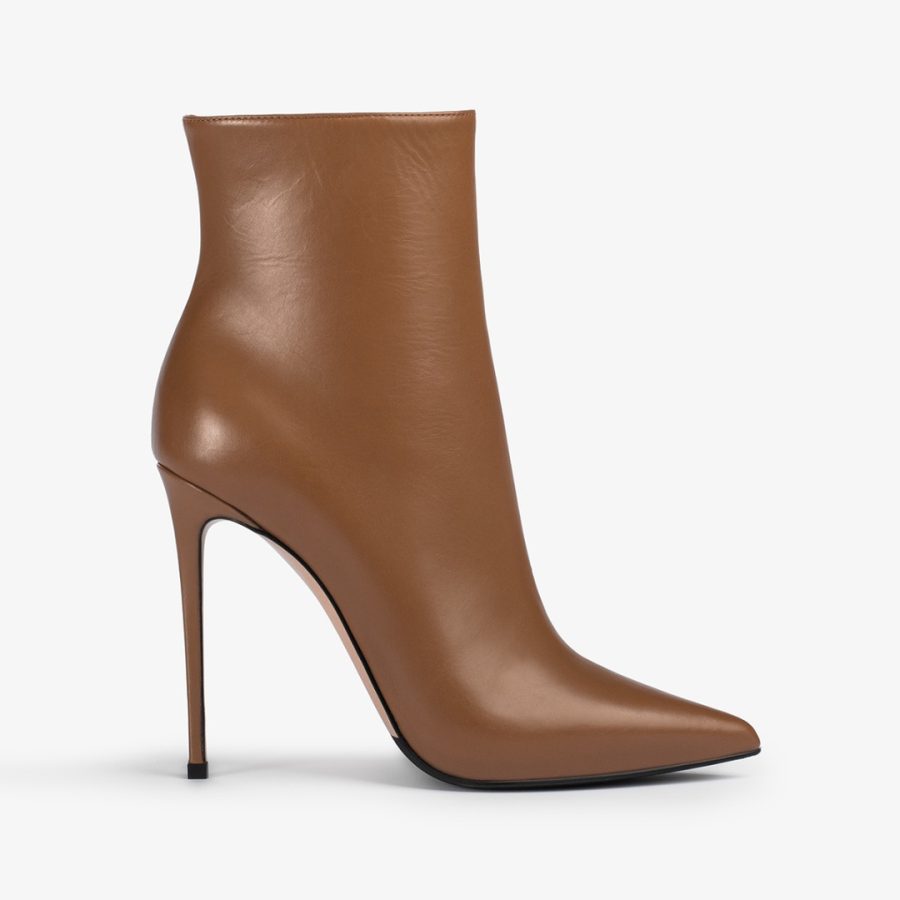 EVA ANKLE BOOT 120 mm-Ginger brown leather ankle boot