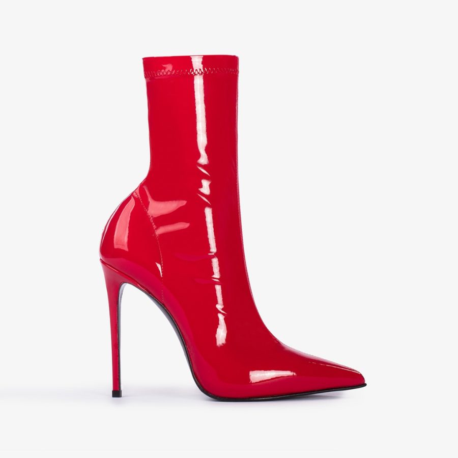 EVA ANKLE BOOT 120 mm-Opium red vinyl ankle boot