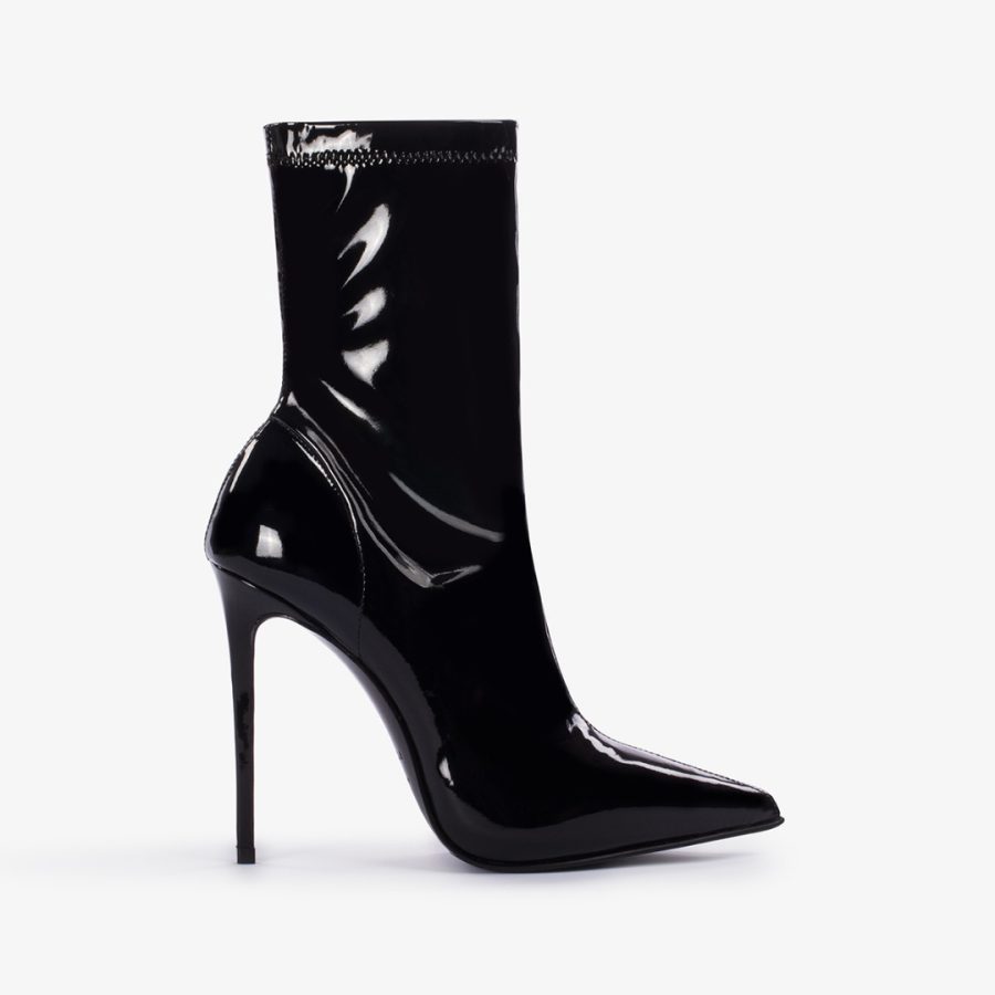 EVA ANKLE BOOT 120 mm-Black vinyl ankle boot