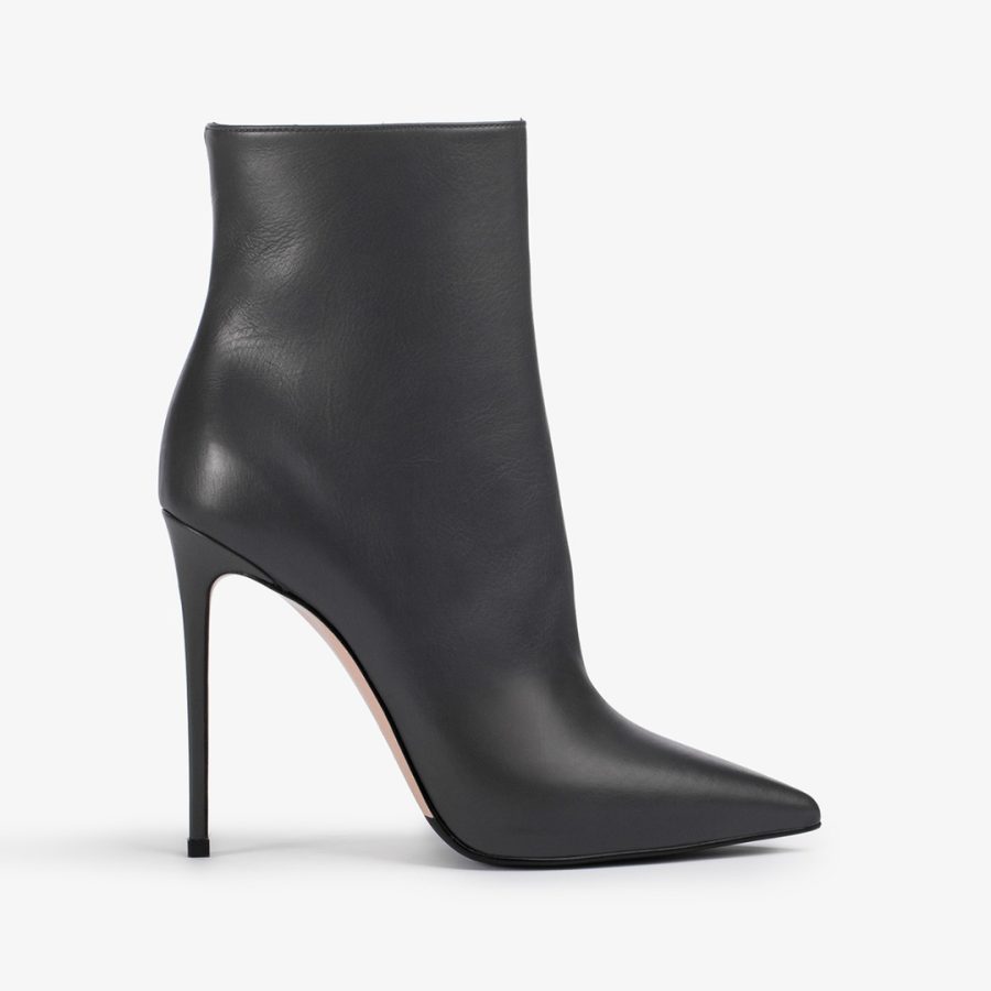 EVA ANKLE BOOT 120 mm-Asphalt grey leather ankle boot