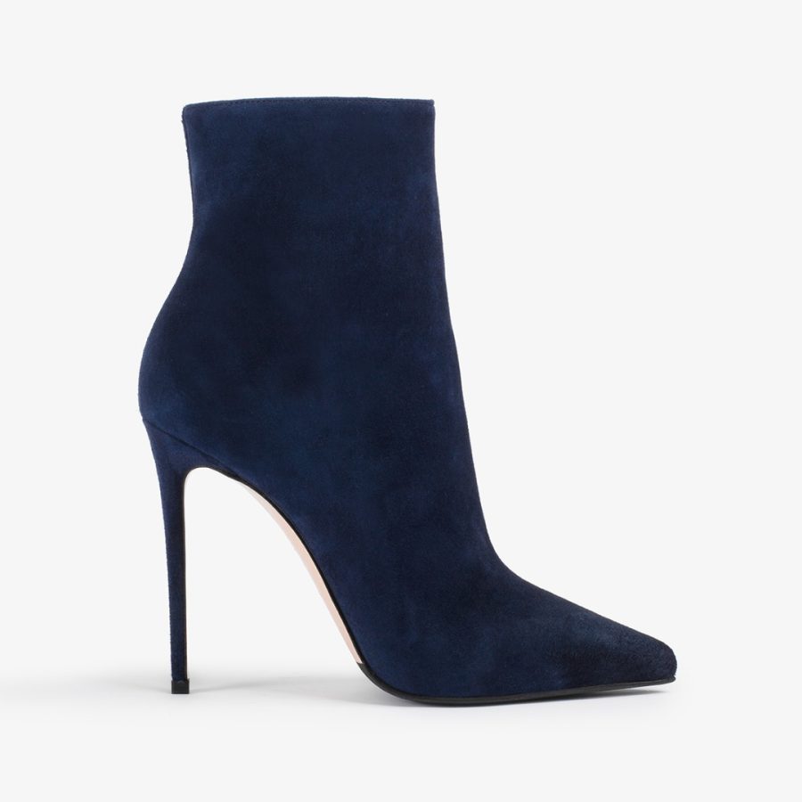 EVA ANKLE BOOT 120 mm-Navy blue suede ankle boot