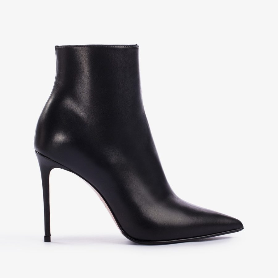 EVA ANKLE BOOT 100 mm-Black nappa leather ankle boot