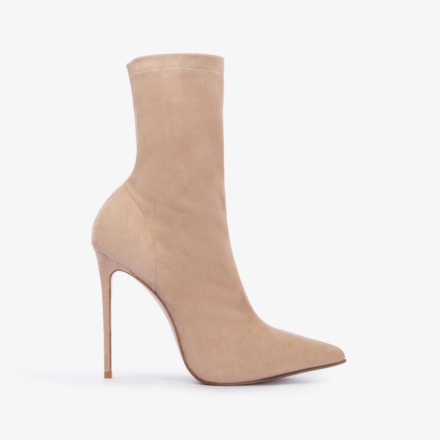 EVA ANKLE BOOT 120 mm-Tower beige stretch suede ankle boot