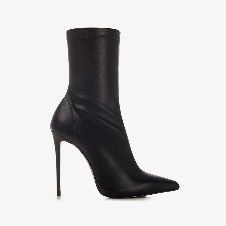 EVA ANKLE BOOT 120 mm-Black vegan leather ankle boot