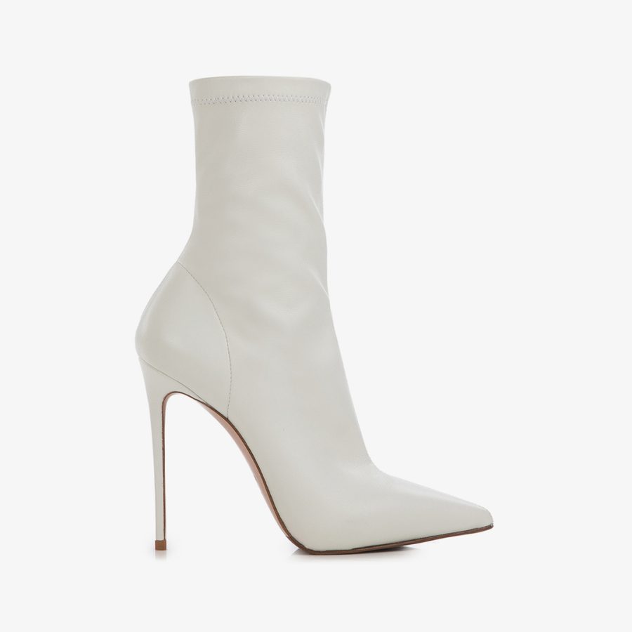 EVA ANKLE BOOT 120 mm-White vegan leather ankle boot