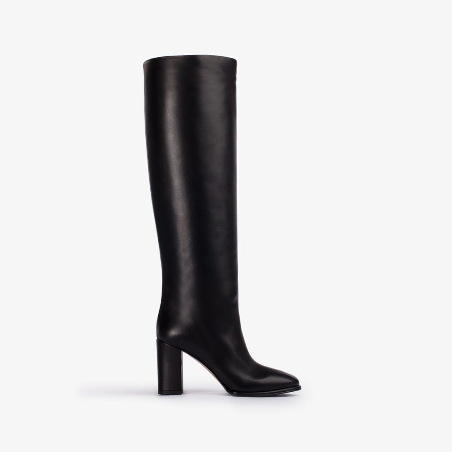 ELSA BOOT 90 mm-Black nappa leather ankle boot