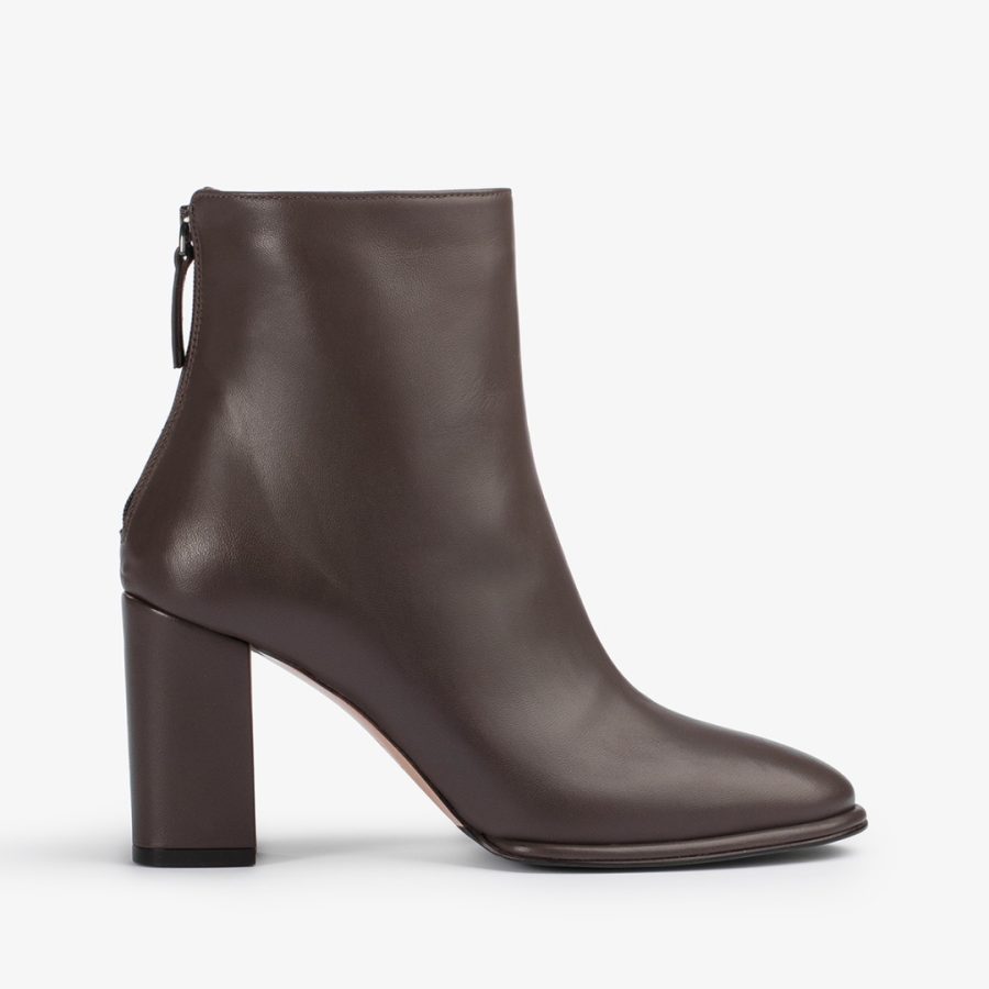 ELSA ANKLE BOOT 80 mm-Ebony brown nappa leather ankle boot