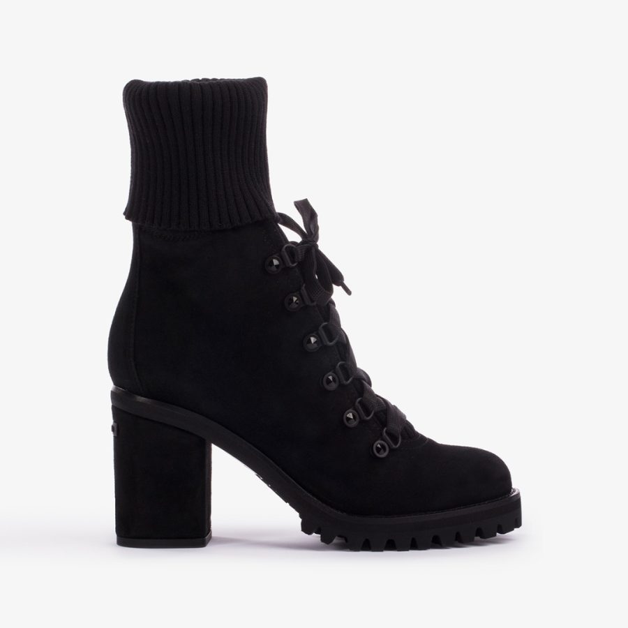 ST. MORITZ ANKLE BOOT 80 mm-Black suede trekking boot