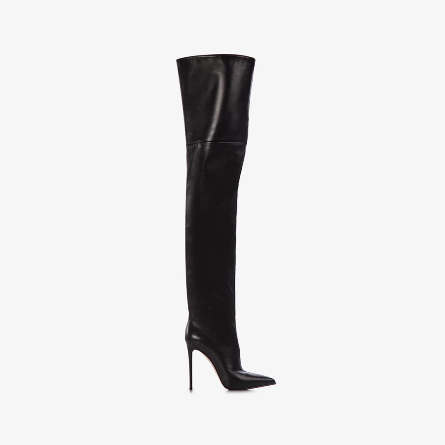 EVA THIGH-HIGH BOOT 120 mm-Black nappa leather oversized over-the-knee boot