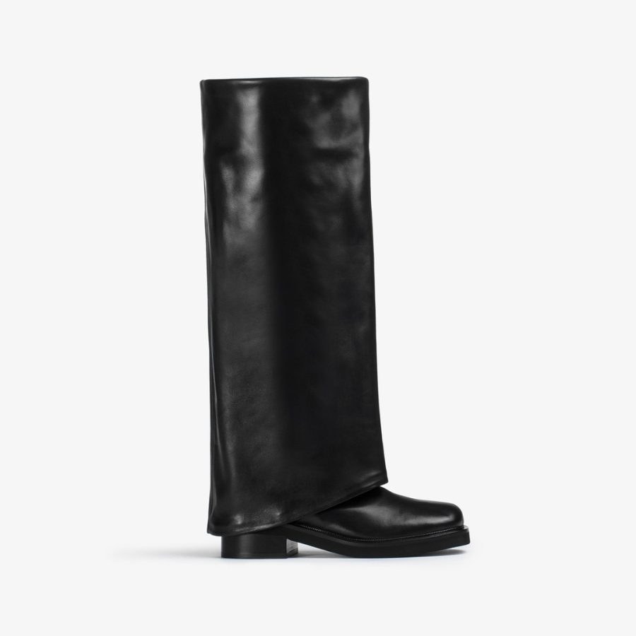 HARLEY BOOT 50 mm-Black nappa leather cuffed boot