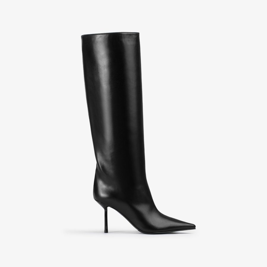 BELLA BOOT 80 mm-Black nappa knee boot