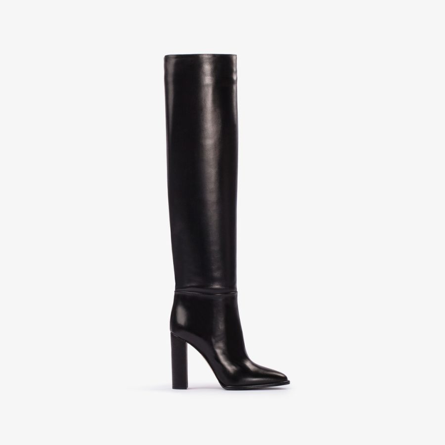 ELSA BOOT 110 mm-Black nappa leather knee boot