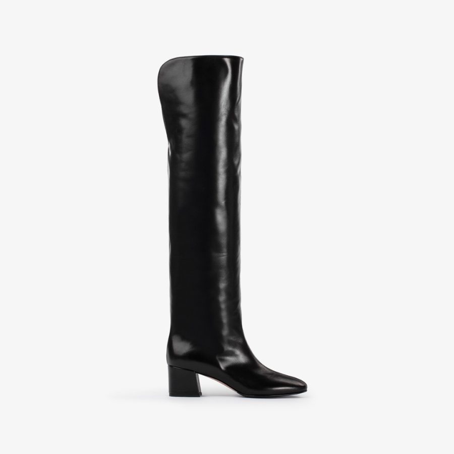 DANIELLE BOOT 50 mm-Black nappa leather over-the-knee boot