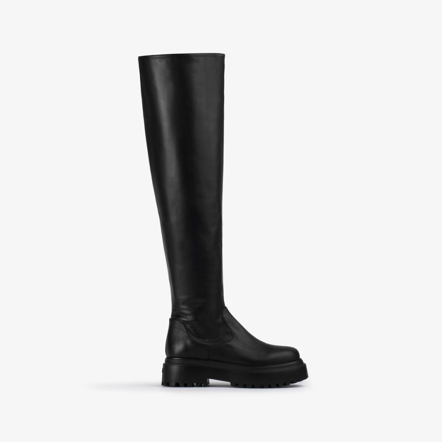 RANGER THIGH-HIGH BOOT 50 mm-Black leather over-the-knee boot