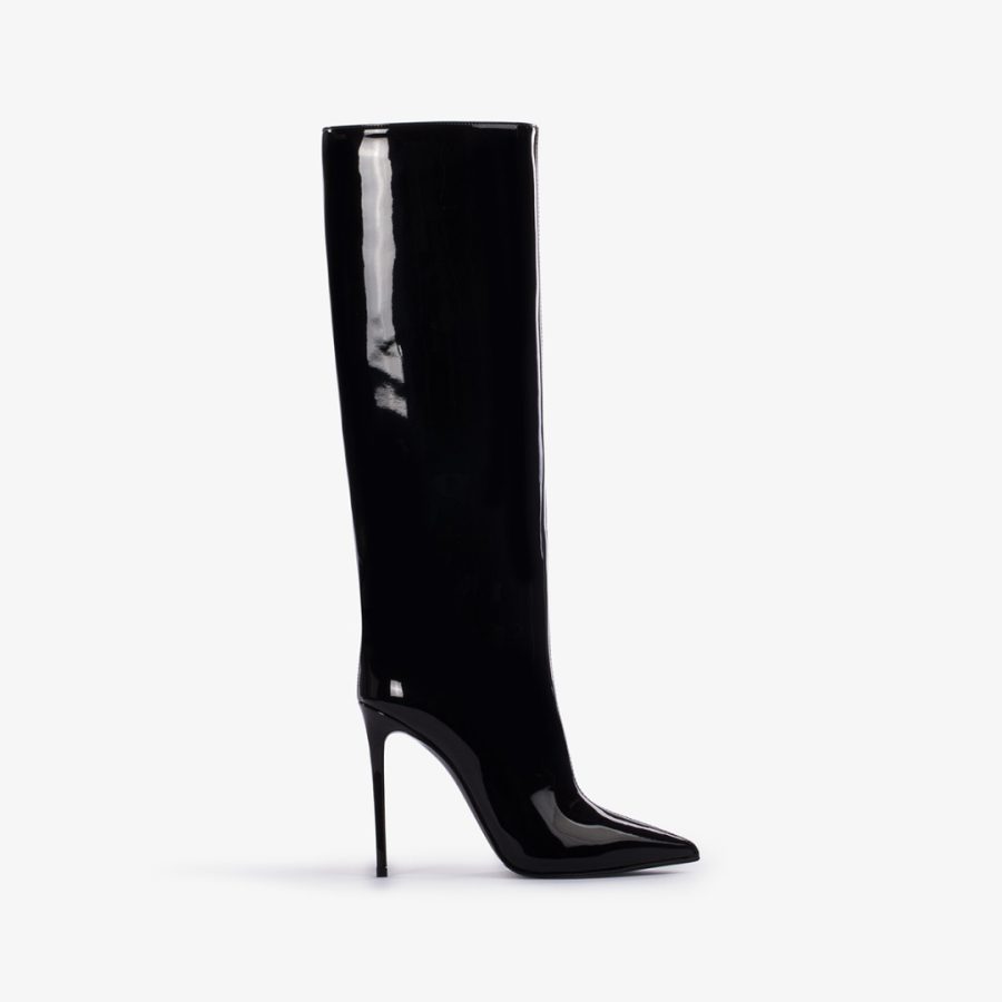 EVA BOOT 120 mm-Black vinyl knee boot