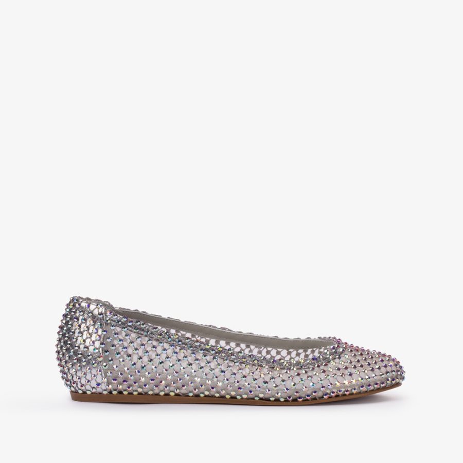 GILDA BALLET FLAT-Eclipse silver fishnet ballet flat with Crystals