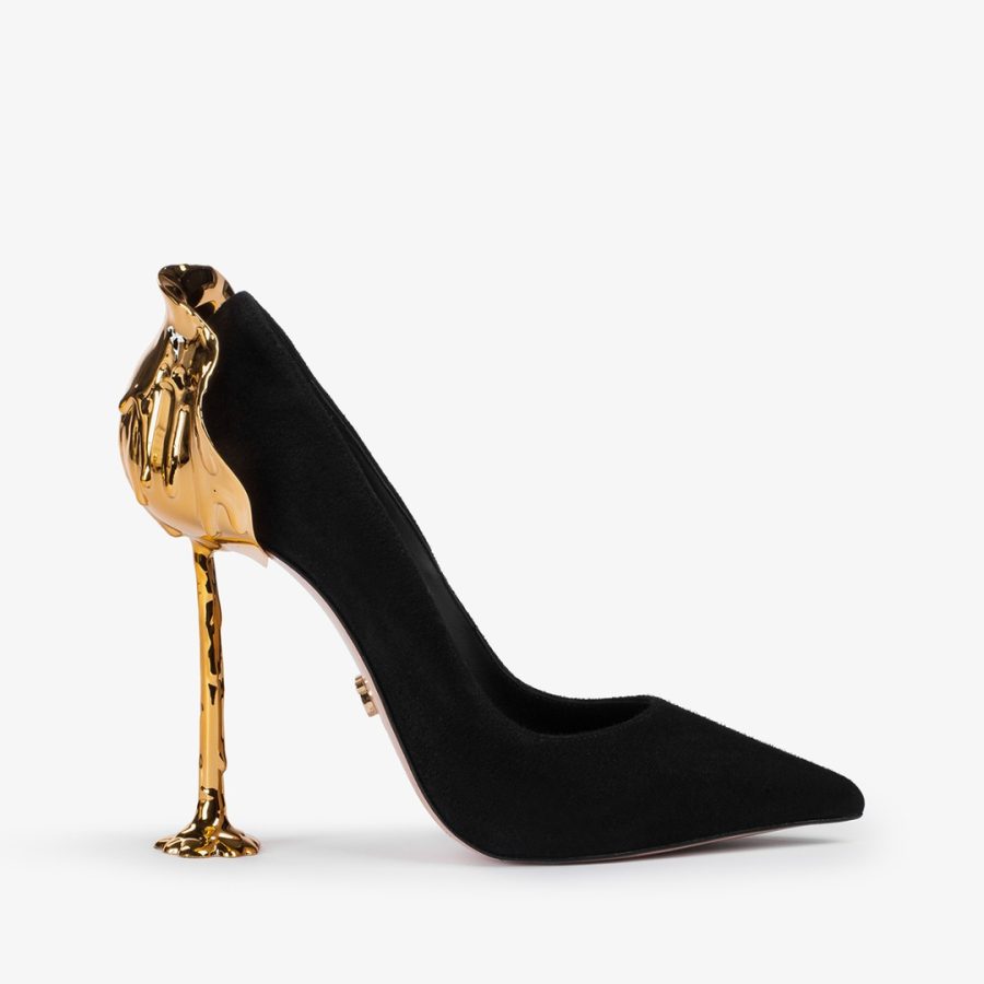 ANTHEA PUMP 120 mm-Black suede Petalo pump