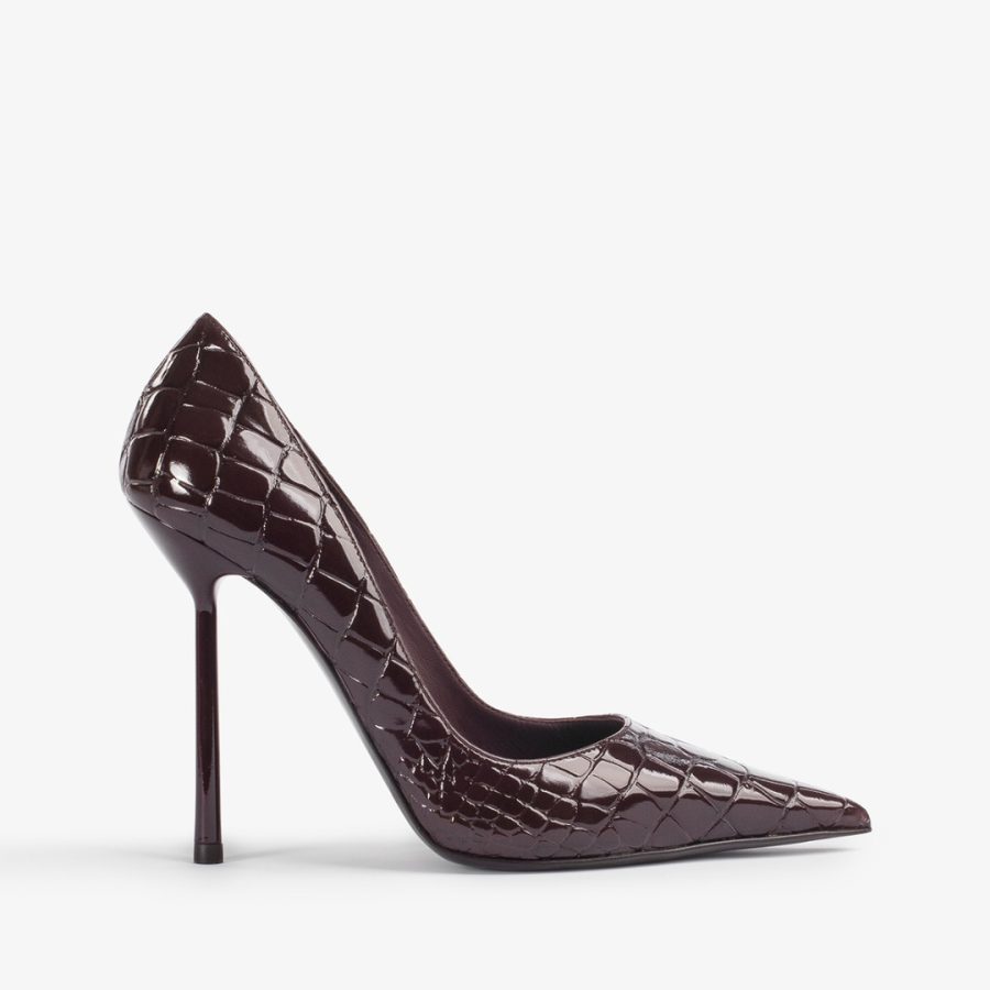 BELLA PUMP 120 mm-Dark chocolate crocodile print pump