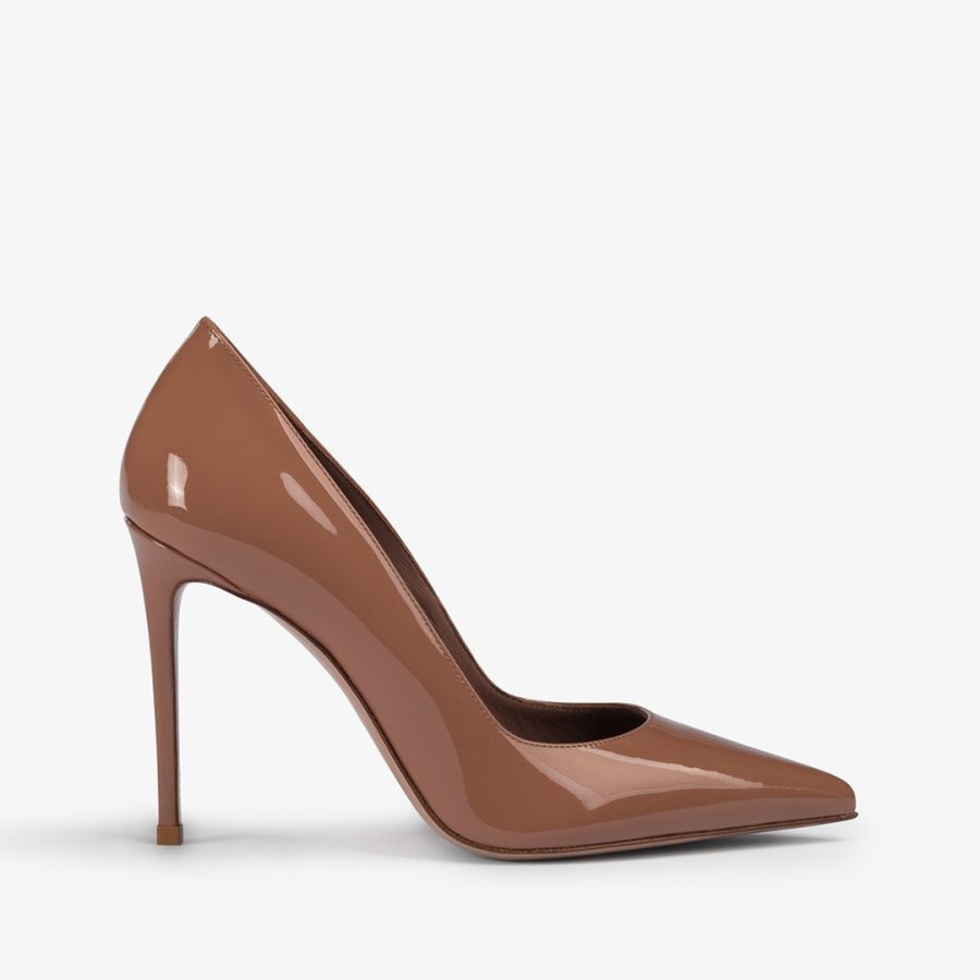 EVA PUMP 100 mm-Cake brown patent leather pump