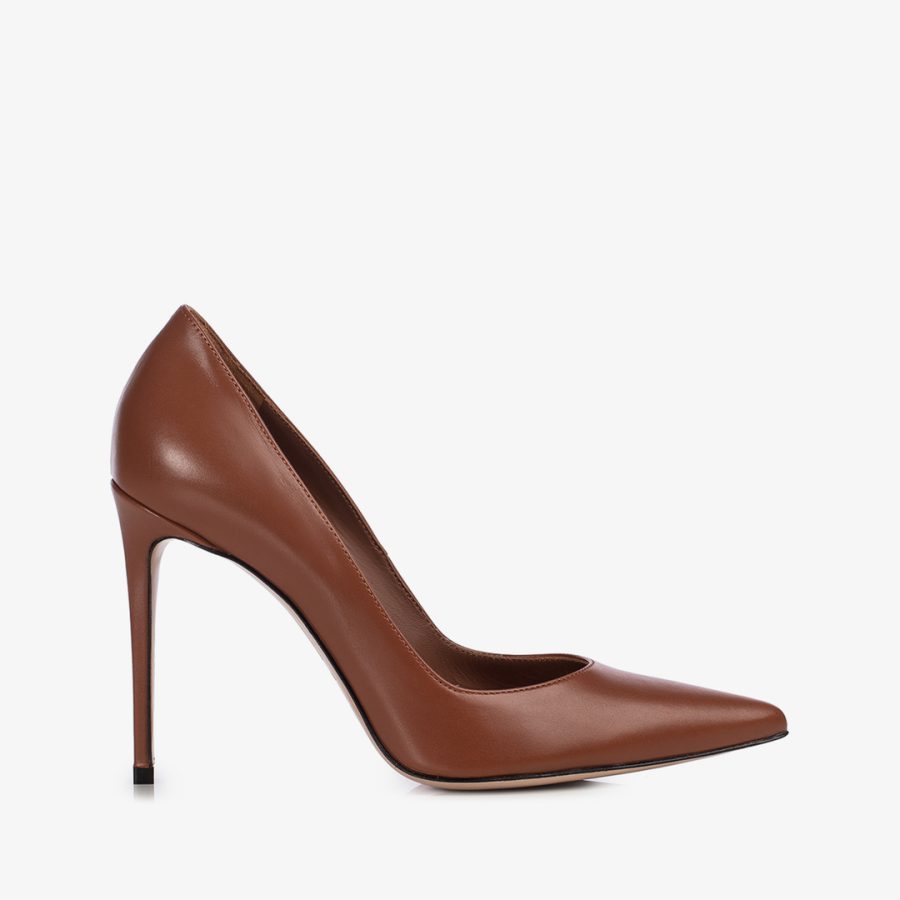 EVA PUMP 100 mm-Siena brown leather pump