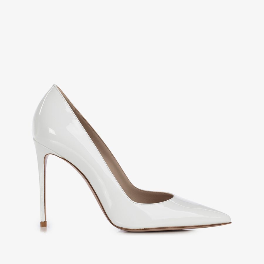 EVA PUMP 100 mm-White patent leather pump