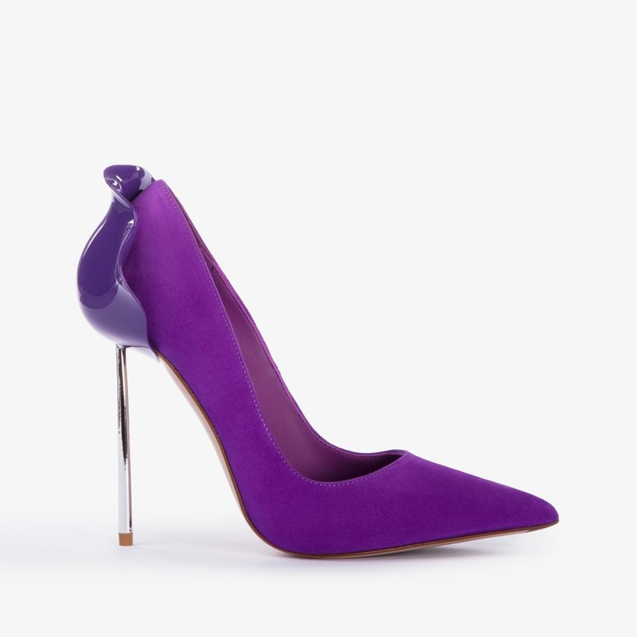 PETALO PUMP 120 mm-Queen purple suede pump