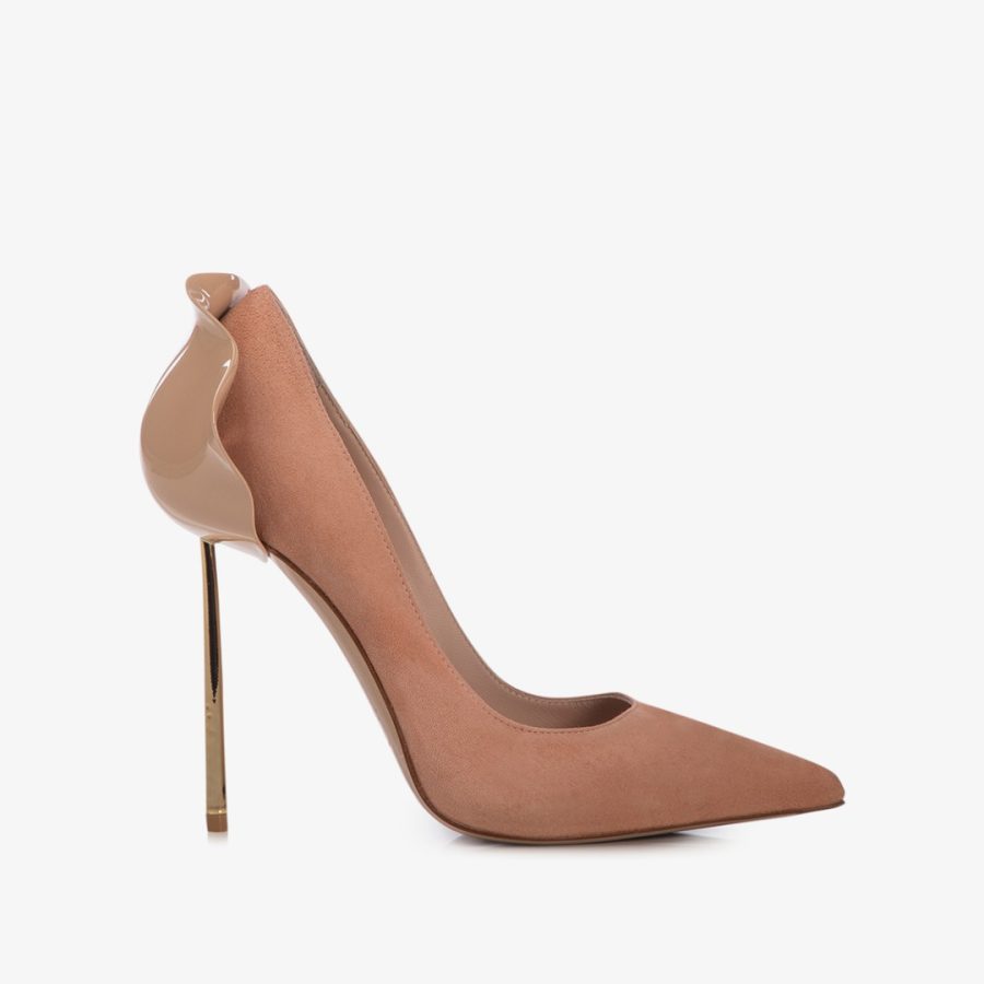 PETALO PUMP 120 mm-Phard/gold nude suede pump