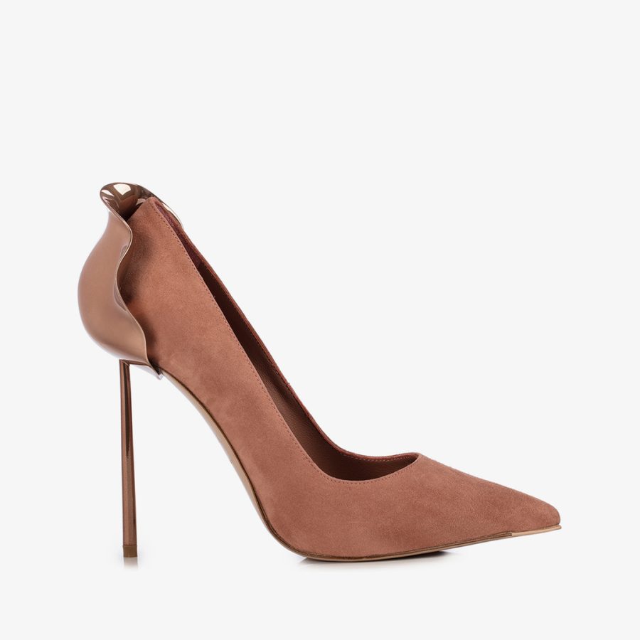 PETALO PUMP 120 mm-Cake brown suede pump