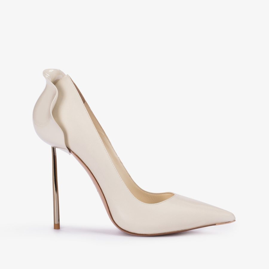 PETALO PUMP 120 mm-Milk white leather pump