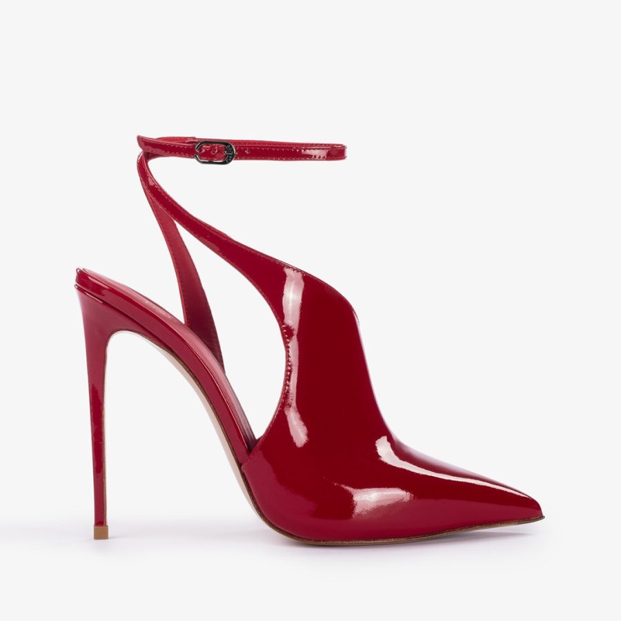 FUTURA PUMP 120 mm-Red patent leather cut-out pump