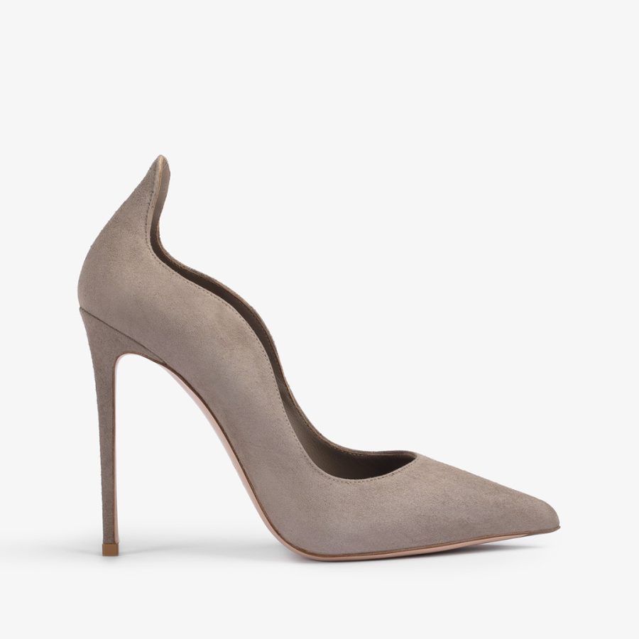 IVY PUMP 120 mm-Sesame grey suede pump