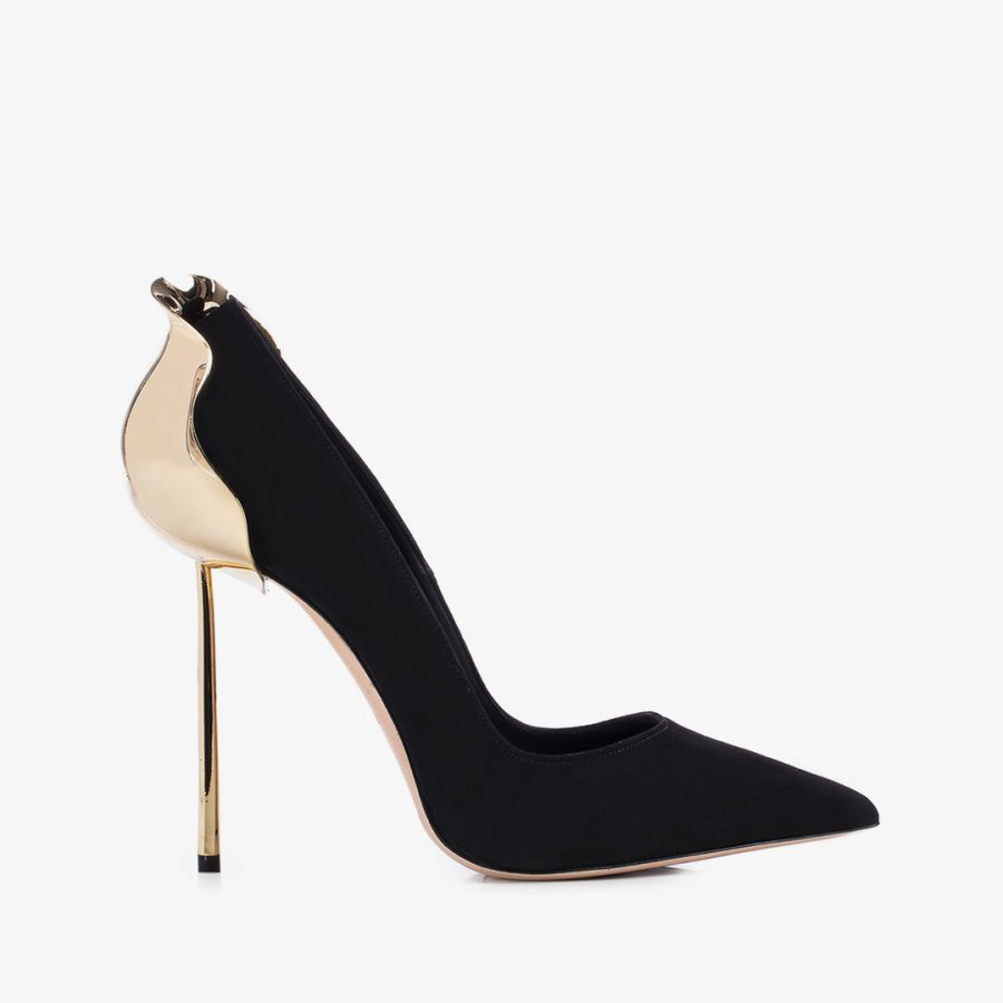 PETALO PUMP 120 mm-Black suede pump