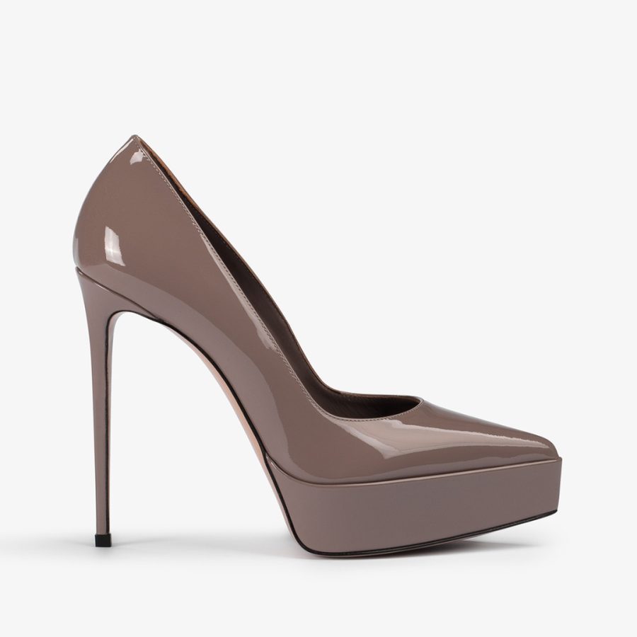 UMA PUMP 140 mm-Petra nude patent leather platform pump