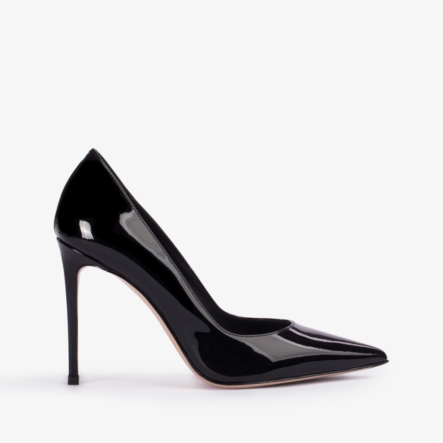 EVA PUMP 100 mm-Black patent leather pump