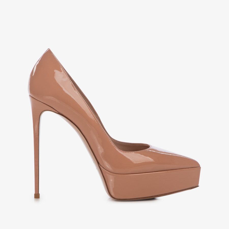 UMA PUMP 140 mm-Phard nude patent leather platform pump