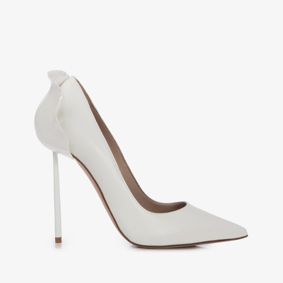 PETALO PUMP 120 mm-Paper white leather pump