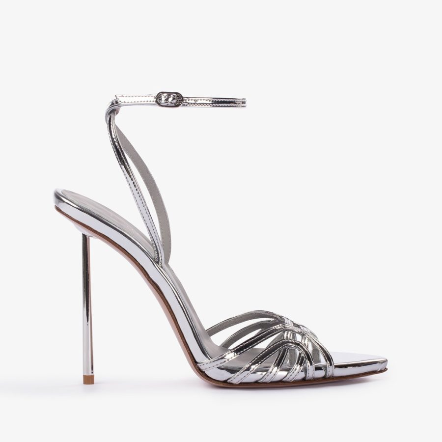 BELLA SANDAL 120 mm-Silver metallic sandal