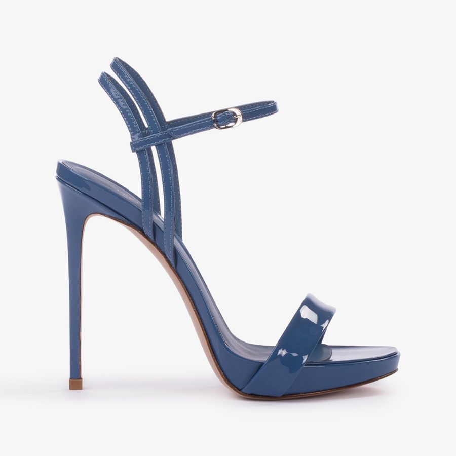 GWEN SANDAL 120 mm-Nile light-blue patent leather sandal