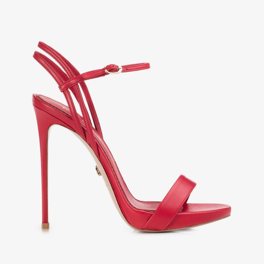 GWEN SANDAL 120 mm-Red leather sandal