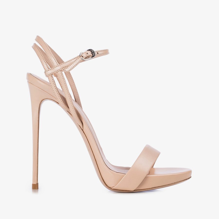 GWEN SANDAL 120 mm-Skin nude leather sandal