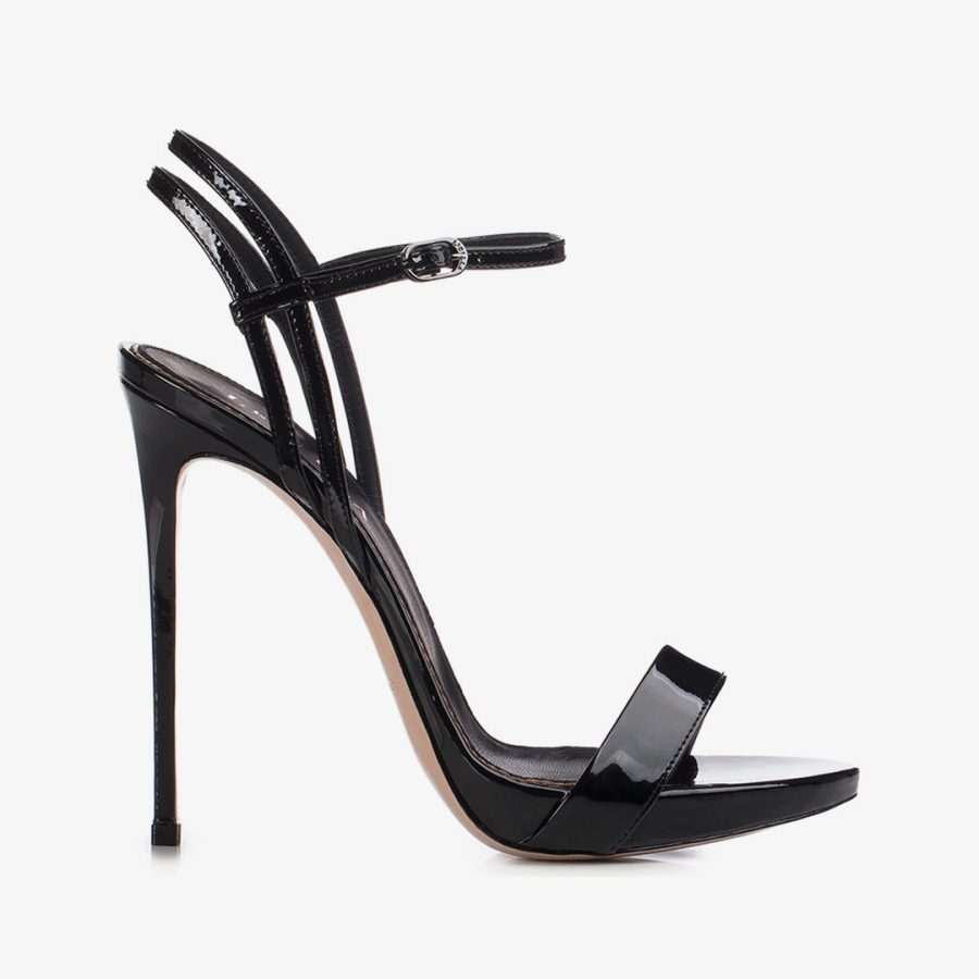 GWEN SANDAL 120 mm-Black patent leather sandal