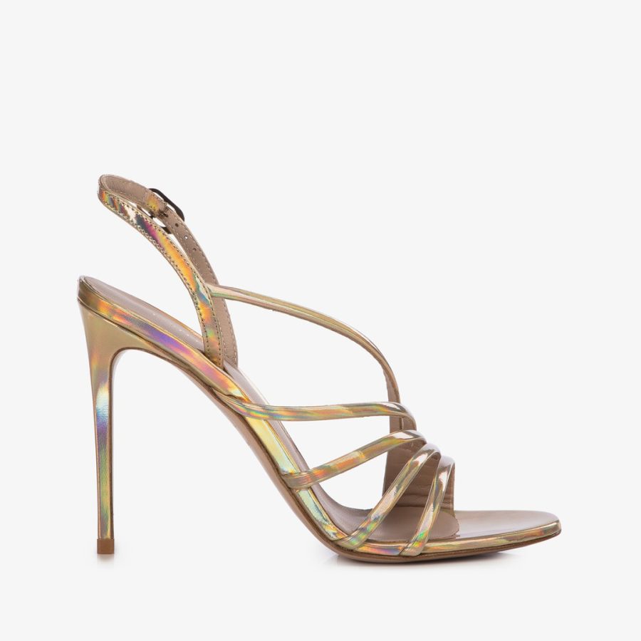 SCARLET SANDAL 105 mm-Nude iridescent sandal