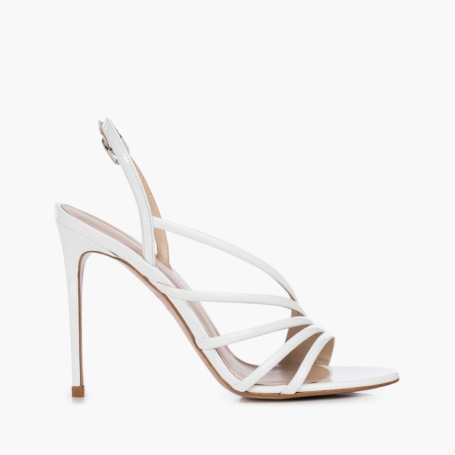 SCARLET SANDAL 105 mm-White patent leather sandal