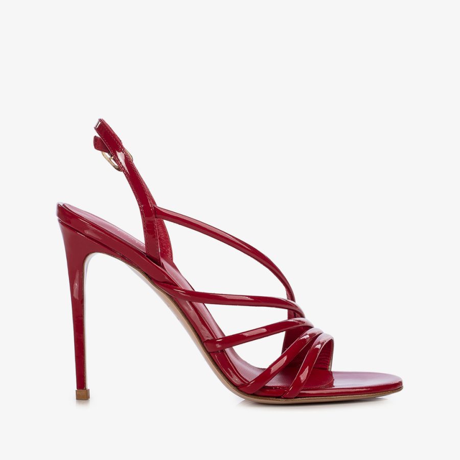 SCARLET SANDAL 105 mm-Red patent leather sandal