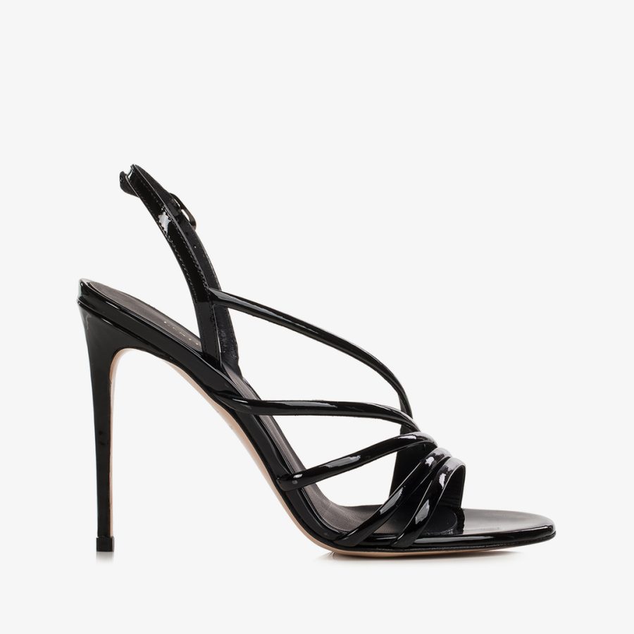 SCARLET SANDAL 105 mm-Black patent leather sandal